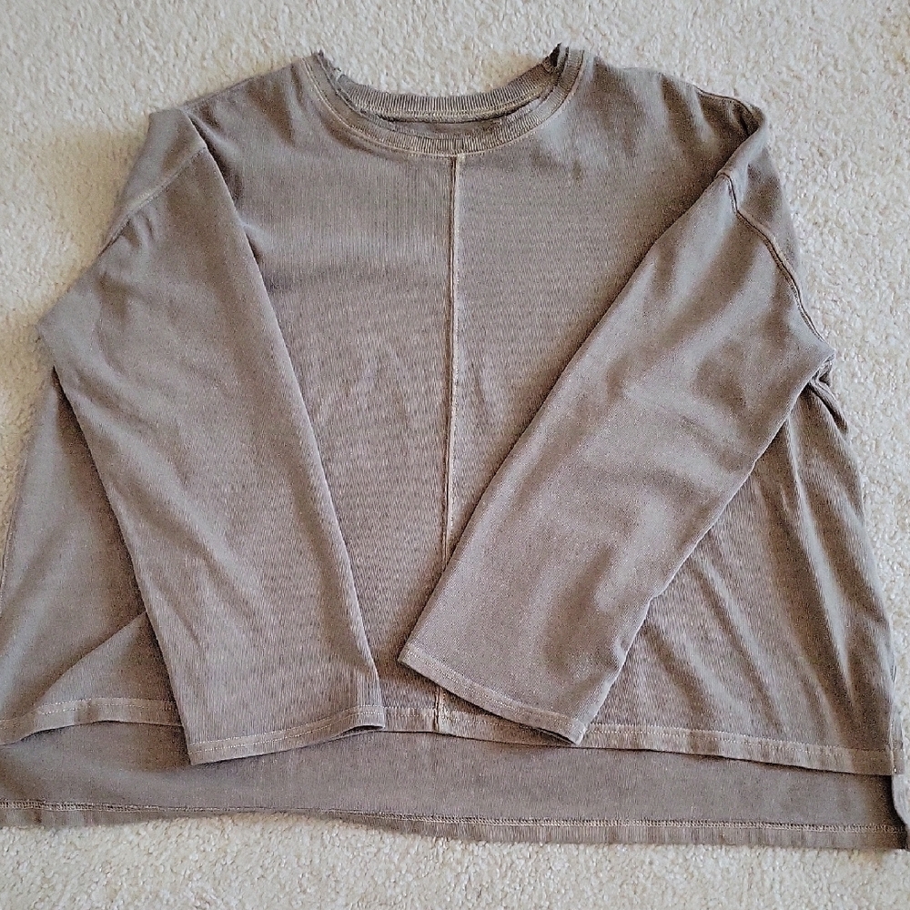 Casual Long Sleeve Tan Top 100% Cotton